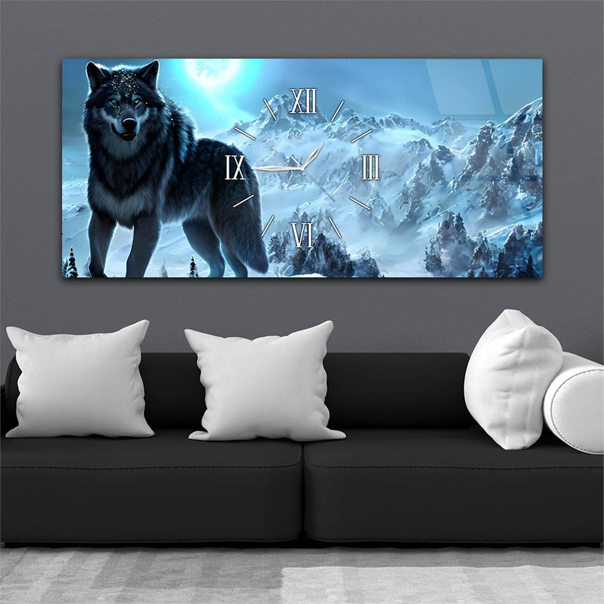 Middle-Clock, Art And Nature-Themed Horizontal Glass Wall Painting 101