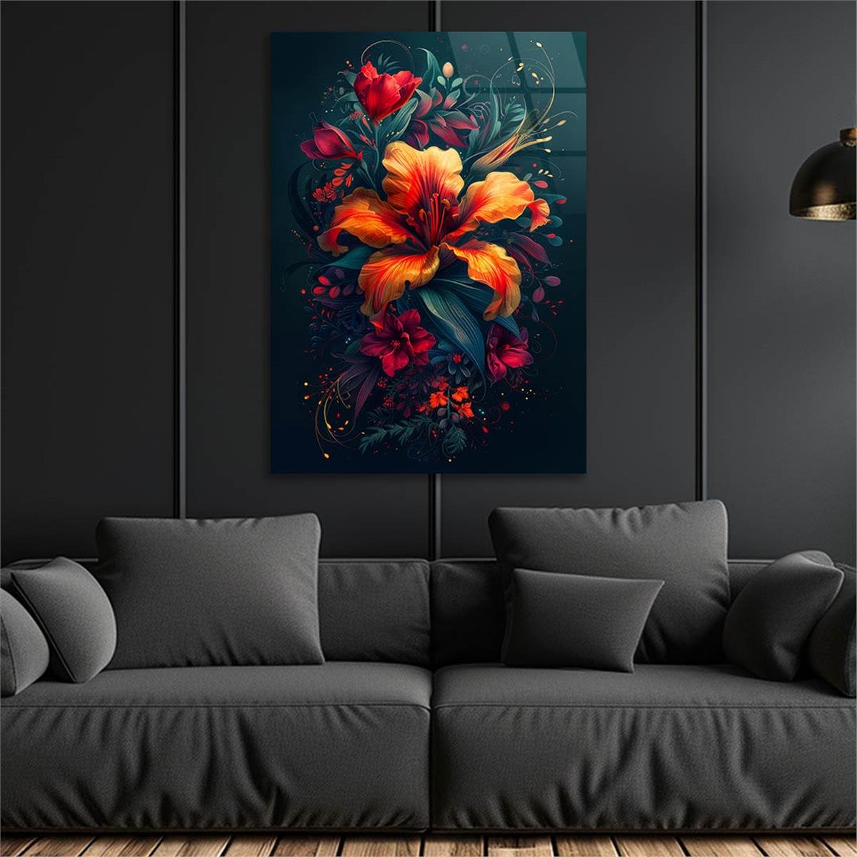 Dikey Sanat Temalı Cam Tablo 459