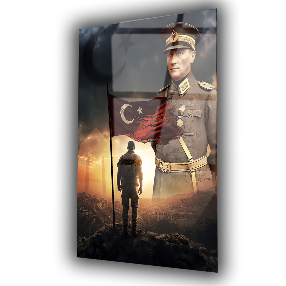 Dikey VatanTemalı Cam Tablo 181