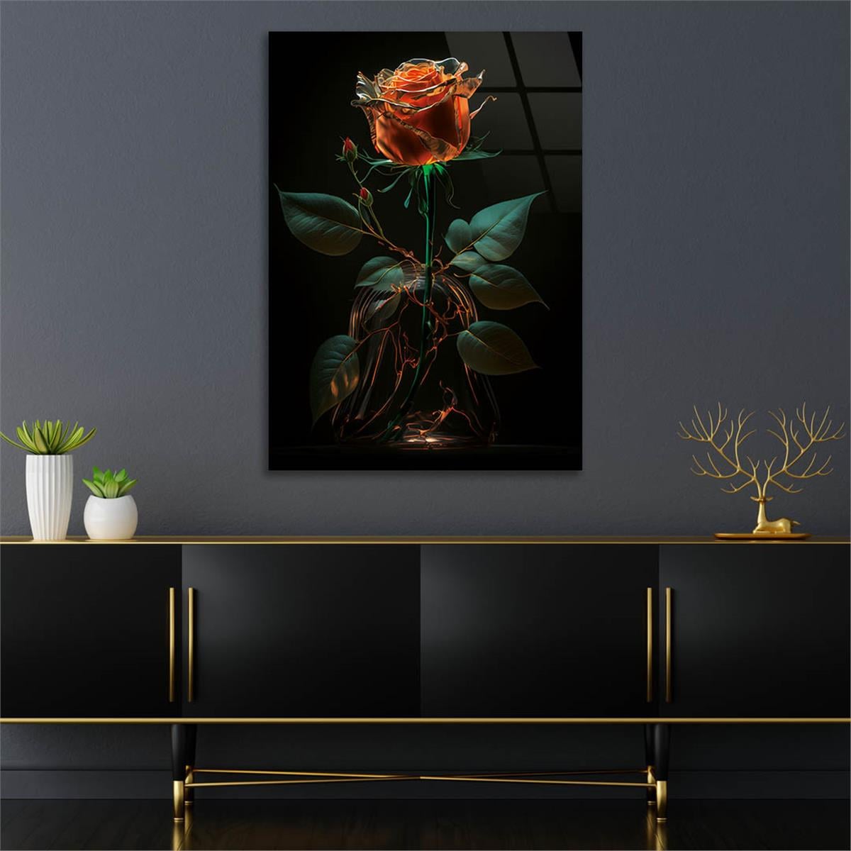 Vertical Tempered Glasss Wall Arts Natured-Themed137