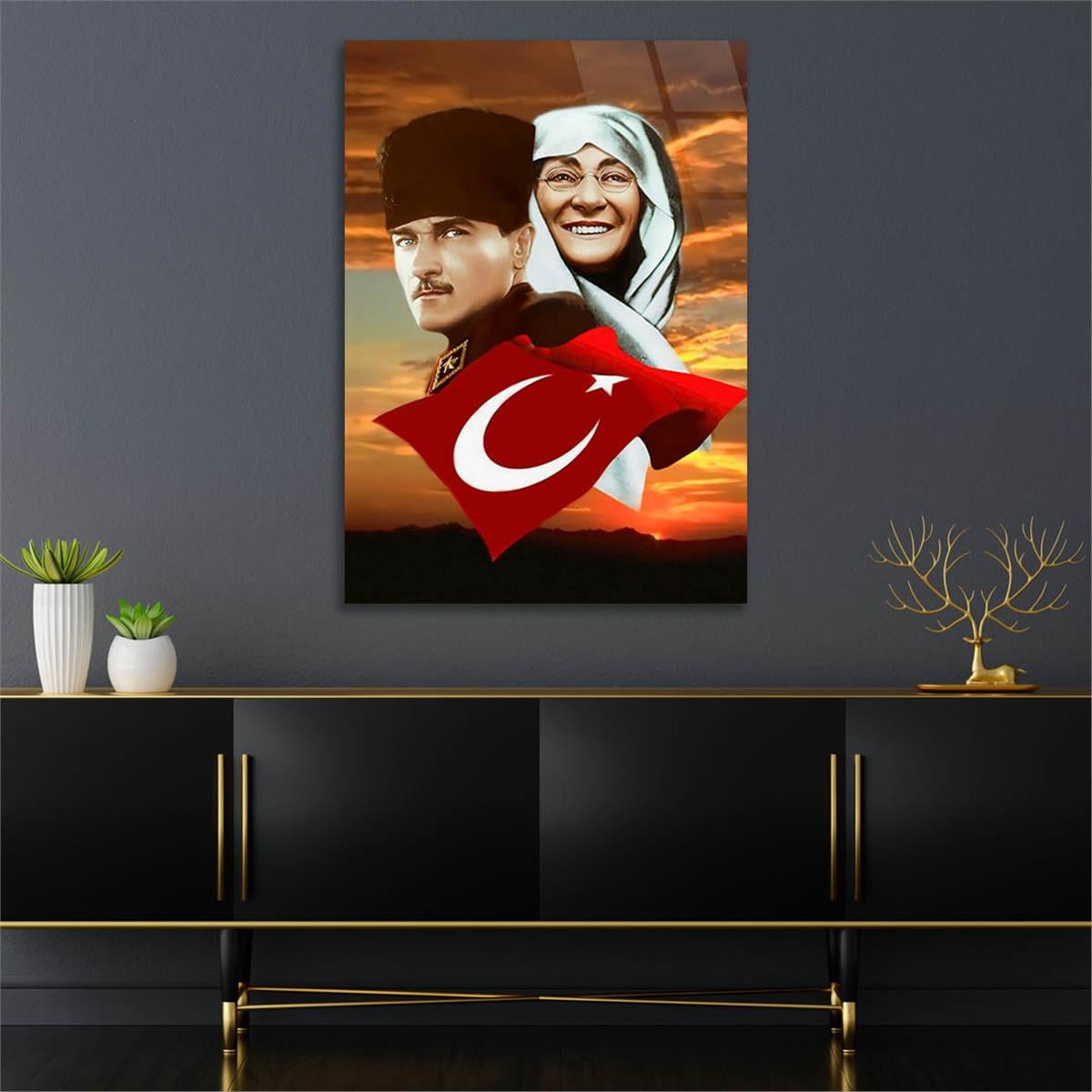 Dikey VatanTemalı Cam Tablo 281