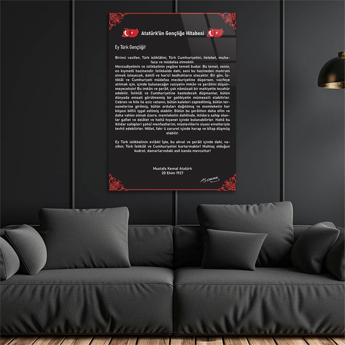 Atatürk's Address to the Turkish Youth Glass Wall Art