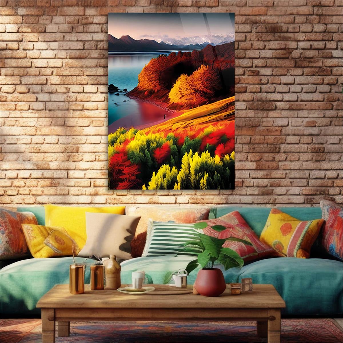 Vertical Tempered Glasss Wall Arts Natured-Themed181