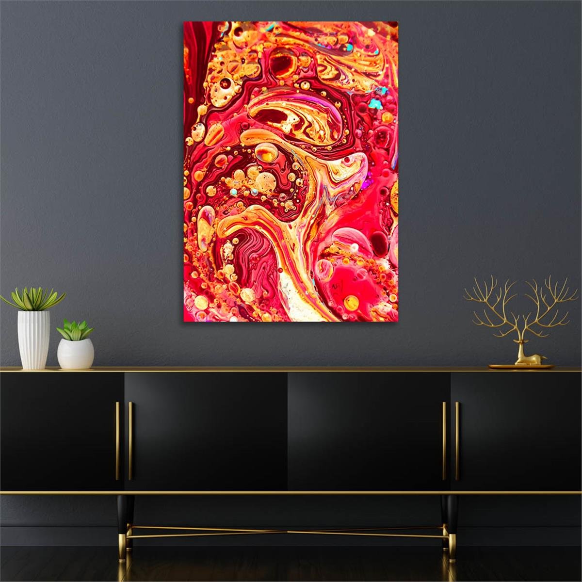 Dikey Sanat Temalı Cam Tablo 465