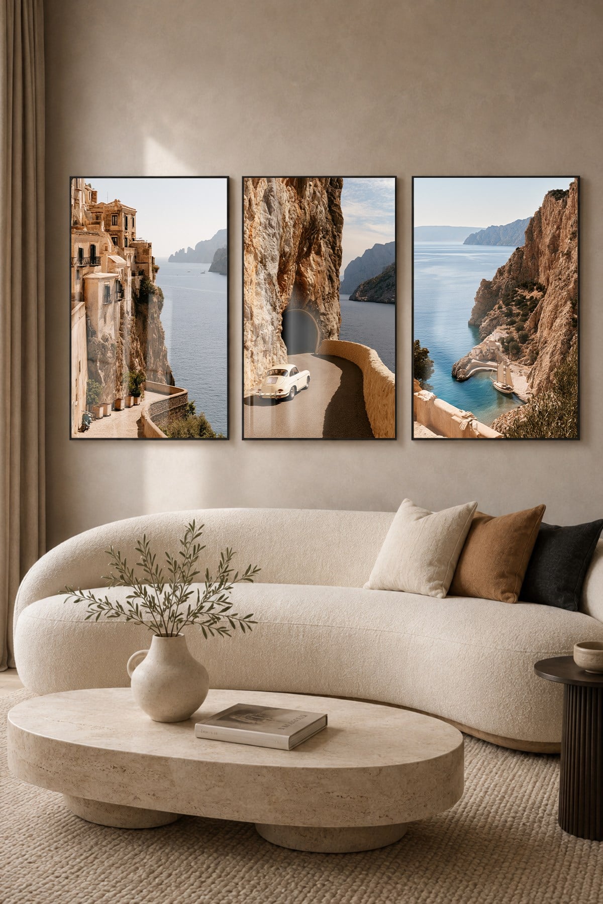 Alüminyum Çerçeveli Sanat Temalı 3'lü Set CAM Tablo 0015