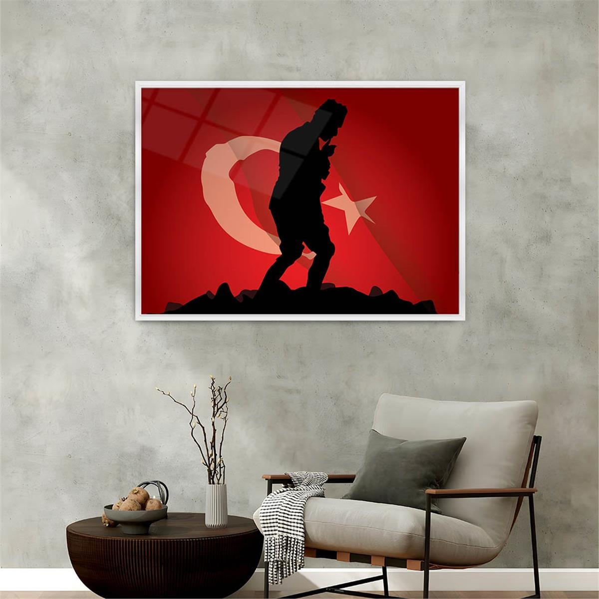 Alüminyum Çerçeveli Vatan Temalı Cam Tablo 056