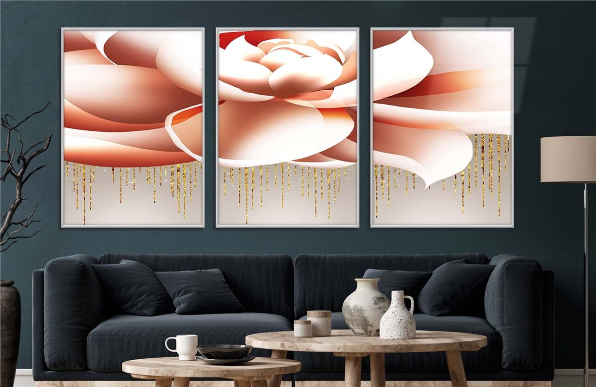 Alüminyum Çerçeveli Sanat Temalı 3'lü Set CAM Tablo 0030