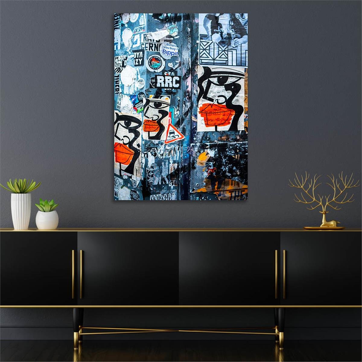 Dikey Sanat Temalı Cam Tablo 549