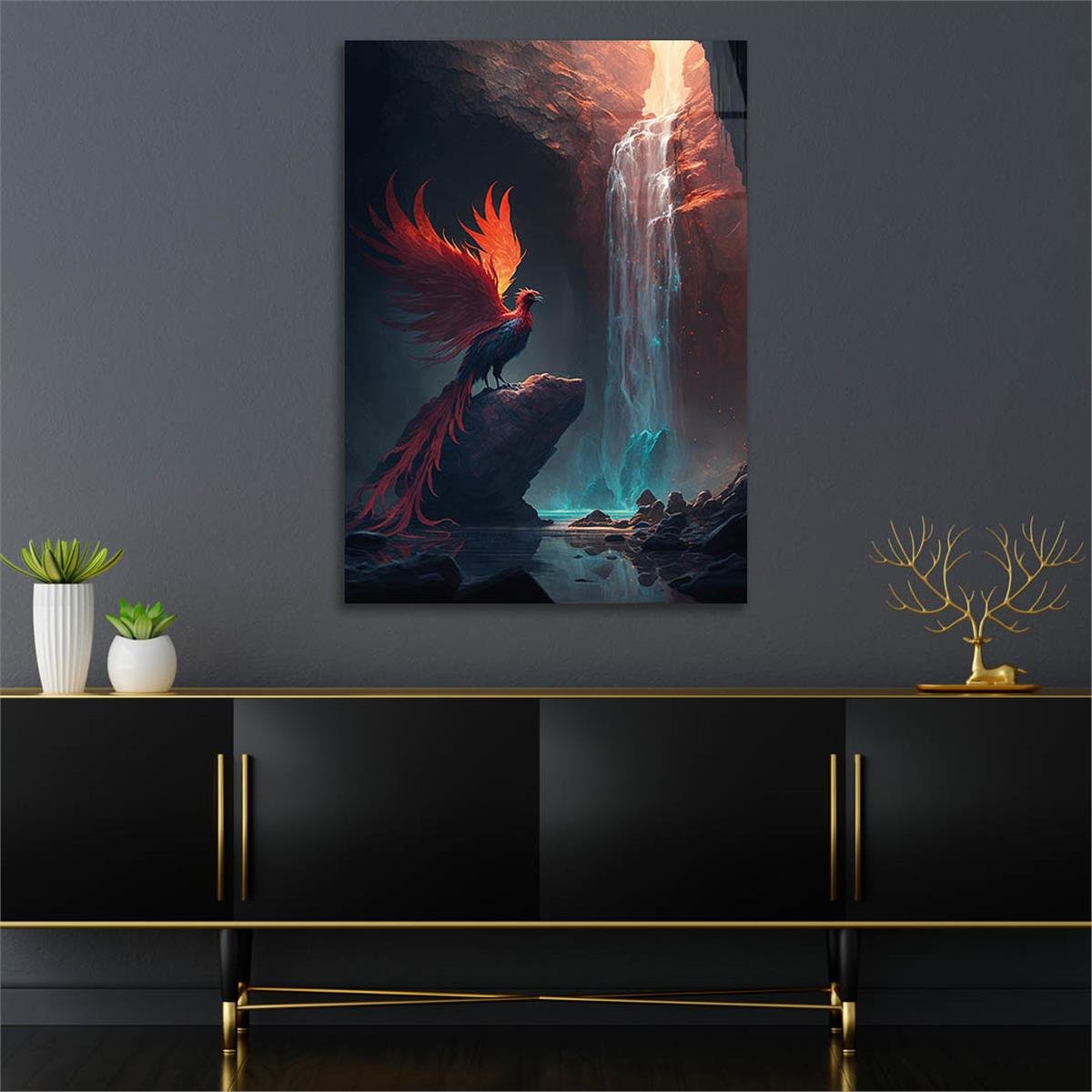 Vertical Tempered Glasss Wall Arts Art-Themed 325