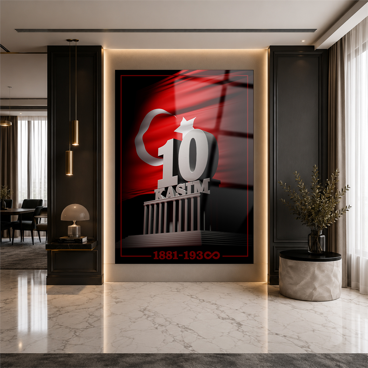 Dikey VatanTemalı Cam Tablo 130