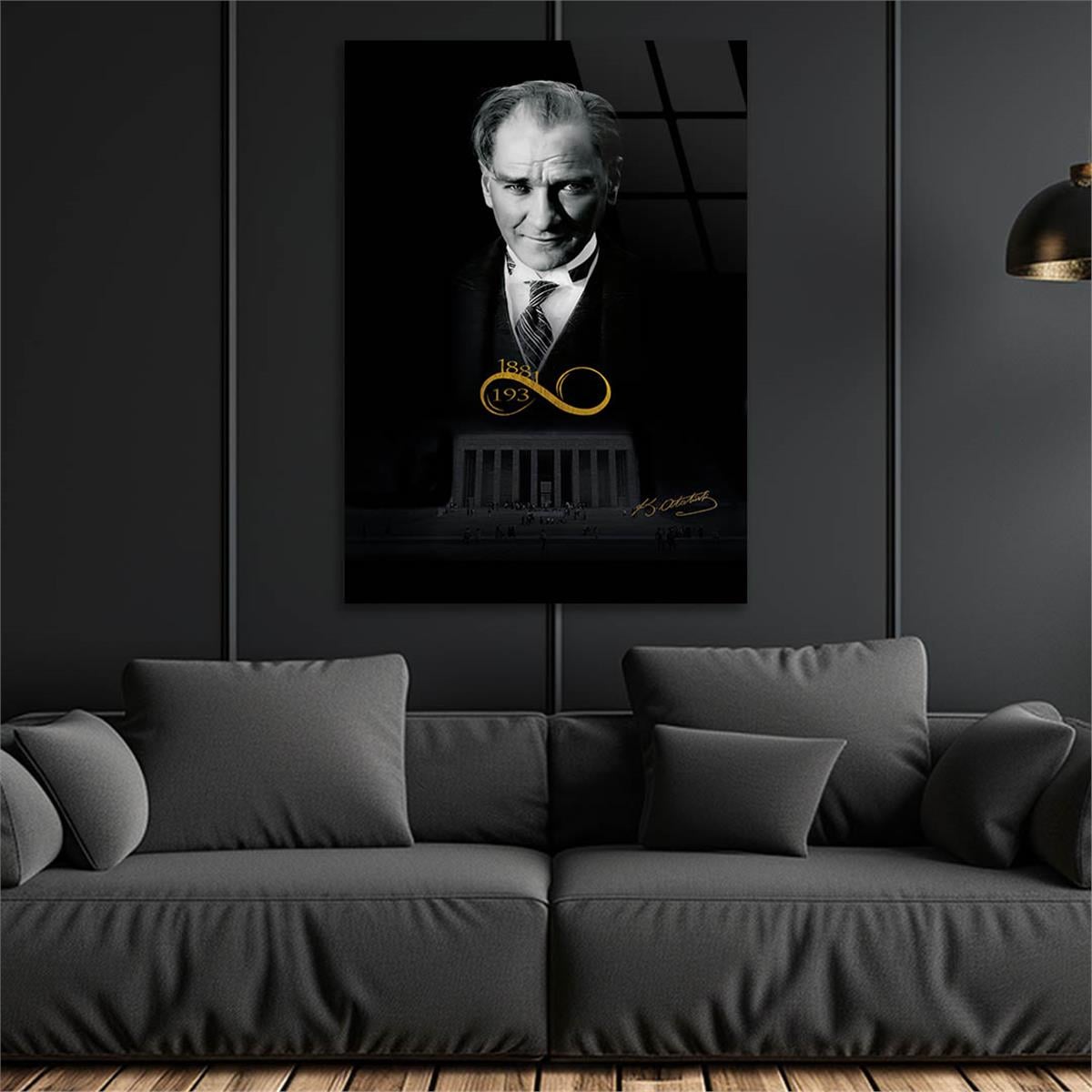 Mustafa Kemal Atatürk and His Signature Glass Wall Art