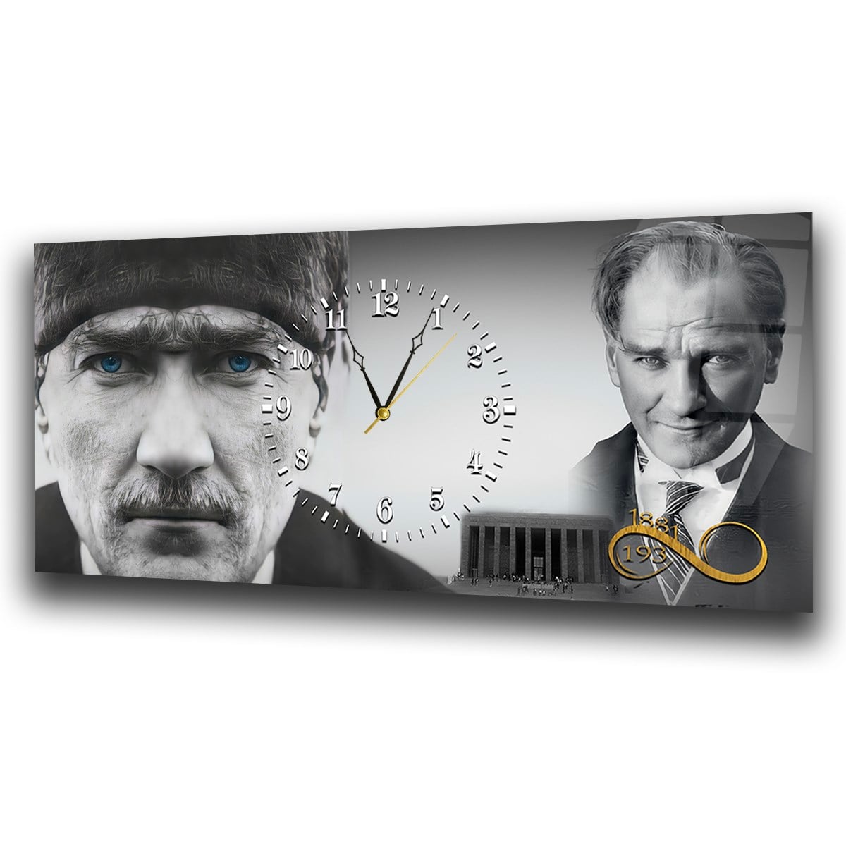 Middle-Clock, Homeland-Themed Horizontal Glass Wall Painting 064