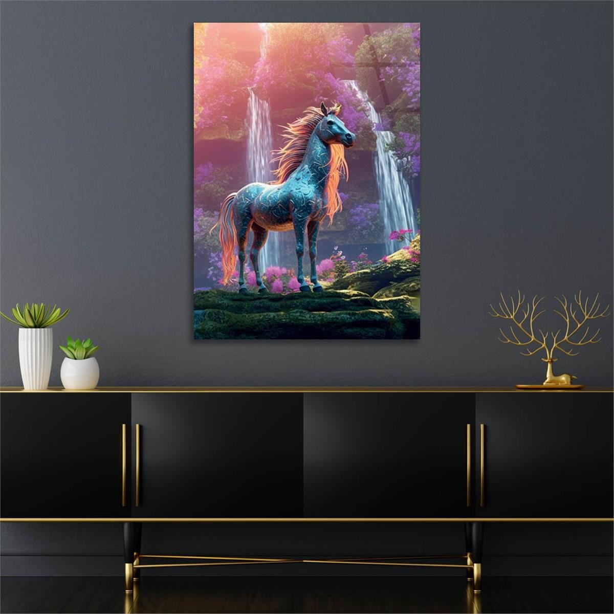 Vertical Tempered Glasss Wall Arts Natured-Themed225
