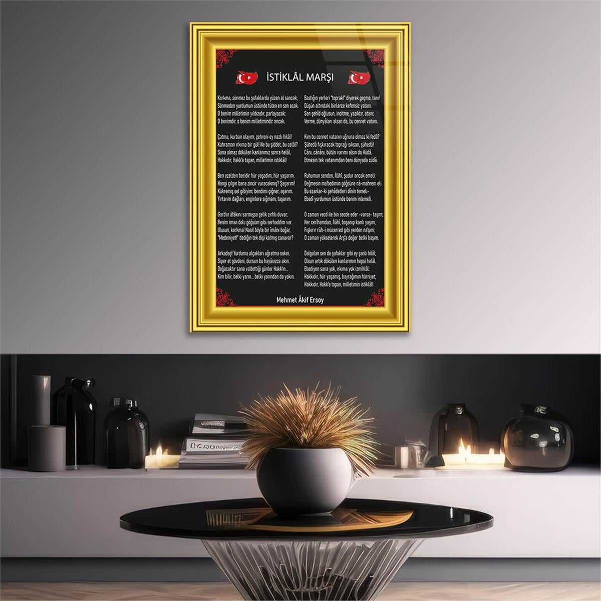 Turkish National Anthem Tempered Glass Wall Art  