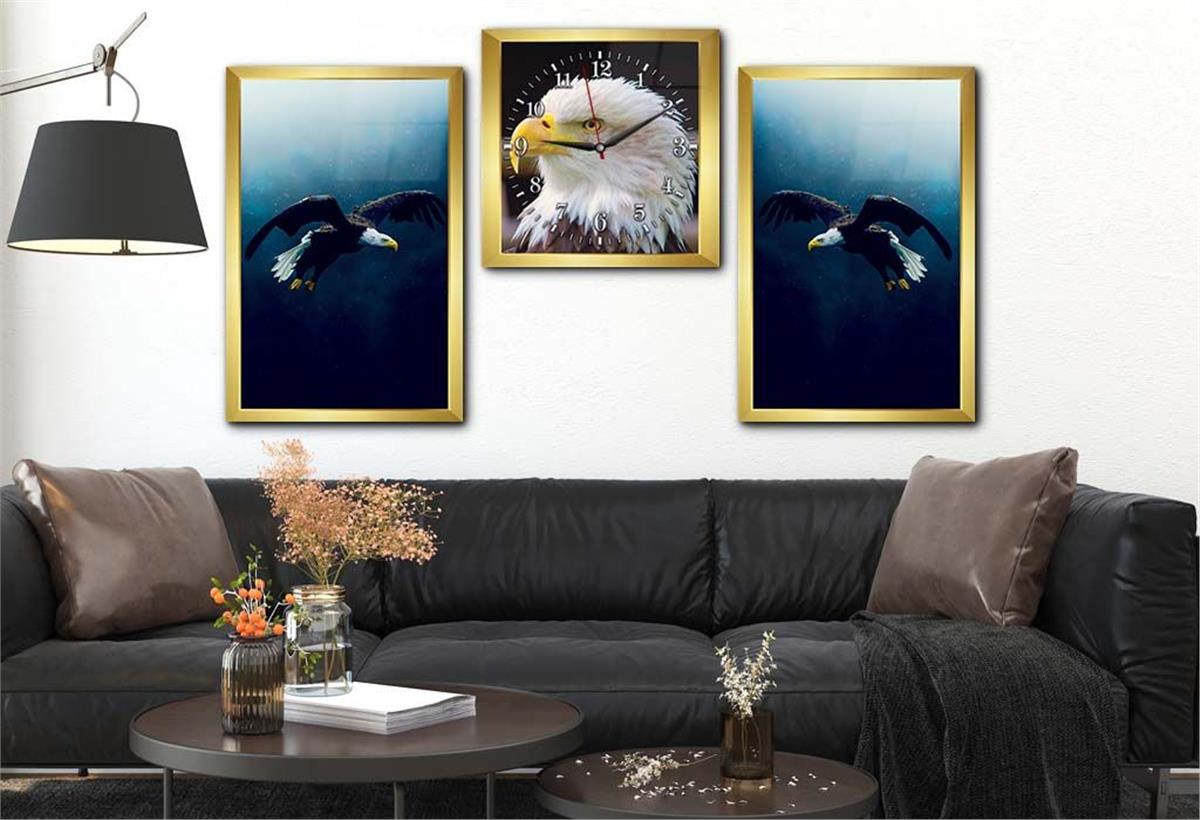 Tempered Glasss Wall Arts Art-Themed Set with Clock