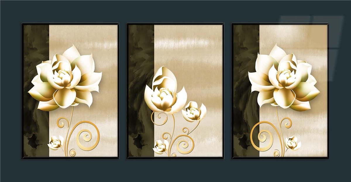 Alüminyum Çerçeveli Sanat Temalı 3'lü Set MDF Tablo 0041