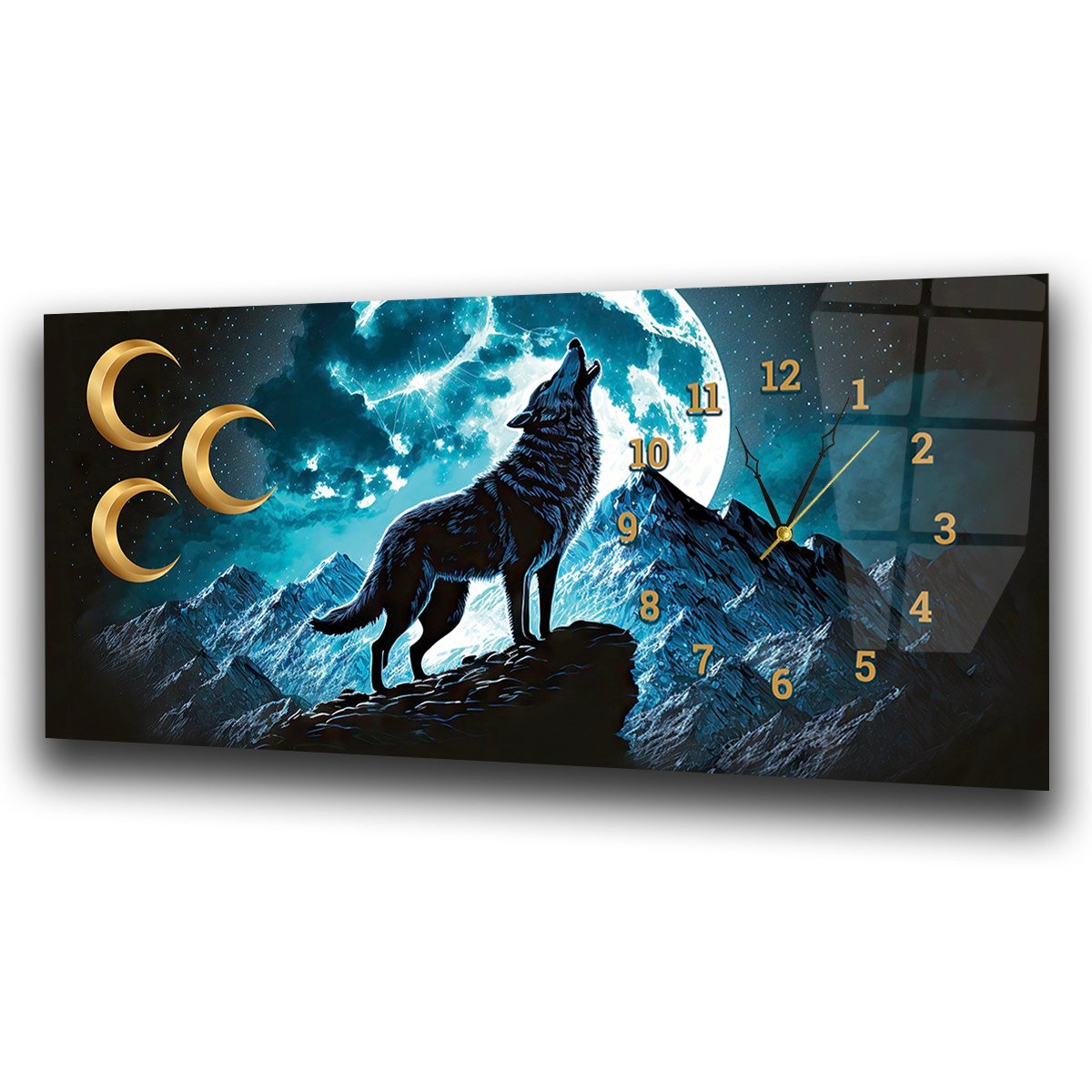 Side-Clock, Homeland-Themed Horizontal Glass Wall Painting 018