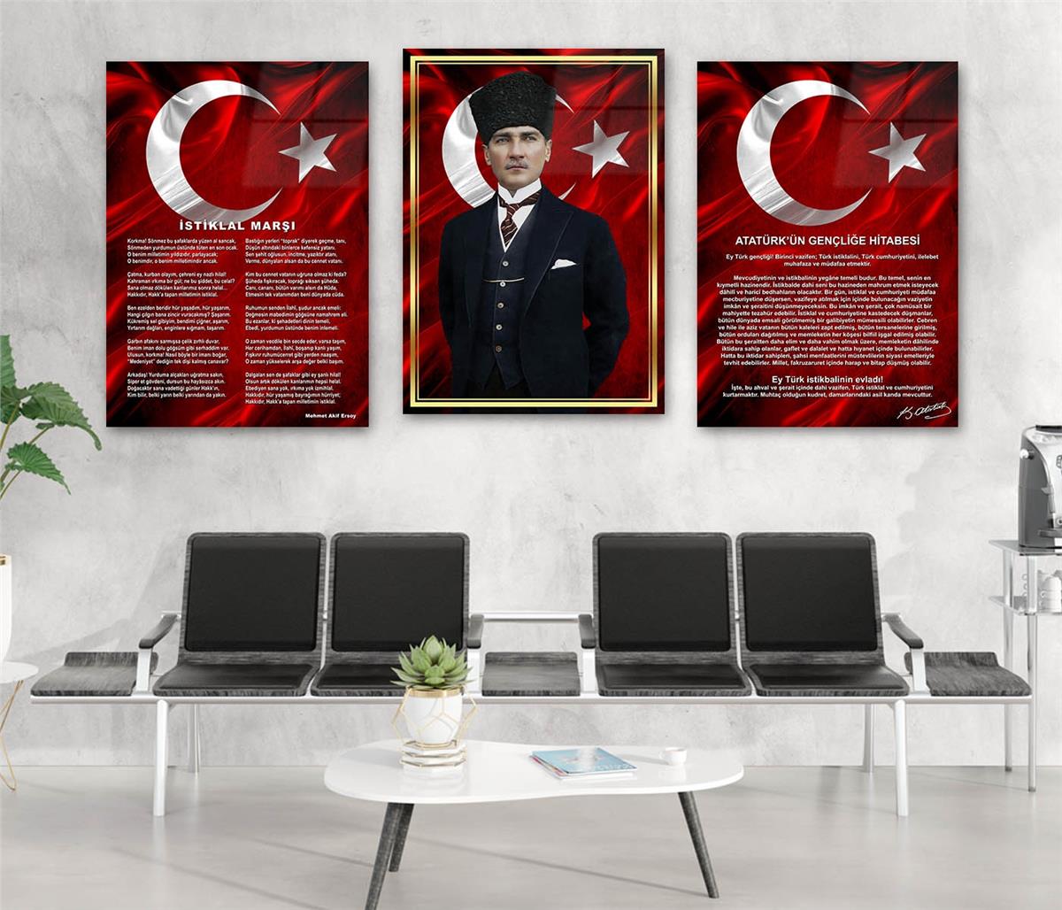  3'lü Set VatanTemalı Cam Tablo 21