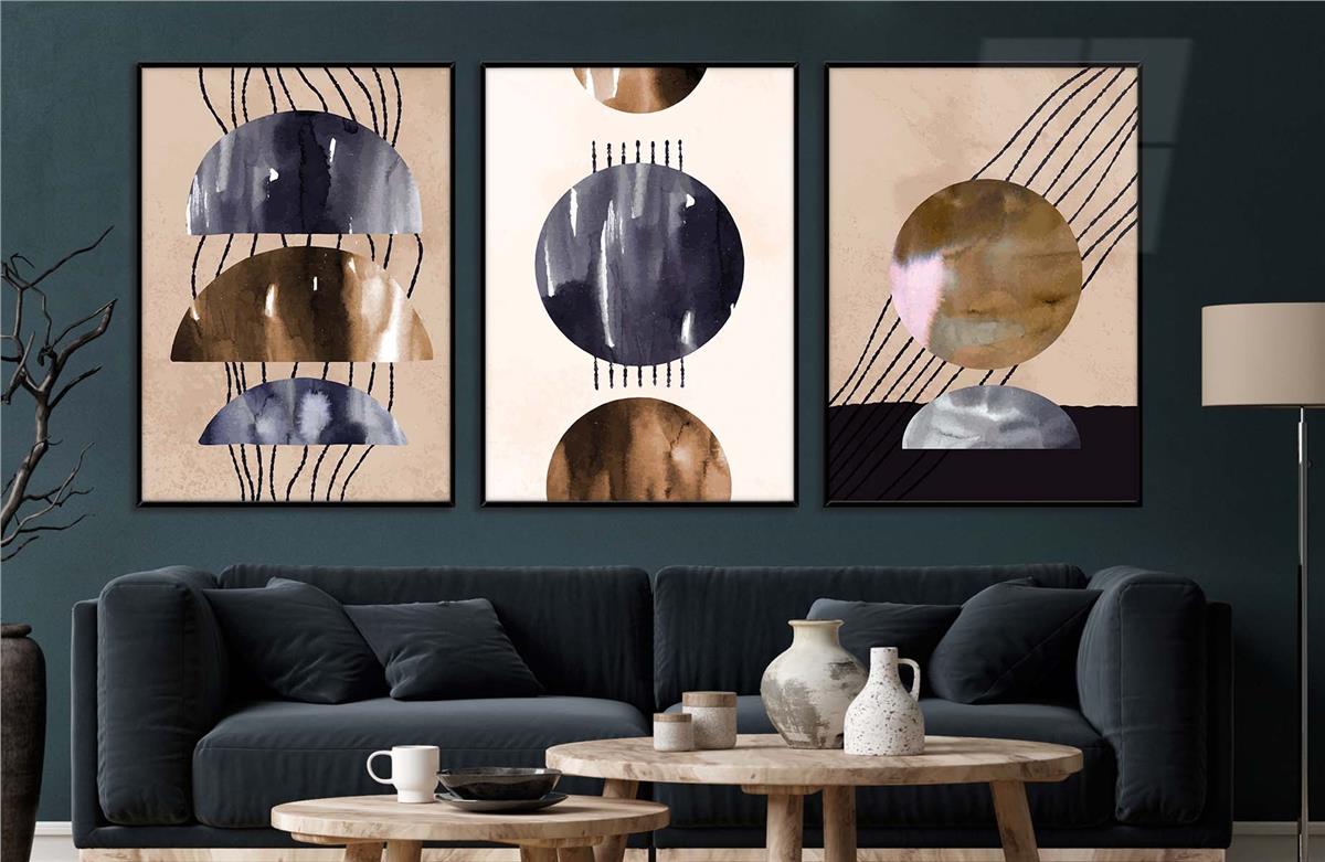 Alüminyum Çerçeveli Sanat Temalı 3'lü Set MDF Tablo 0012
