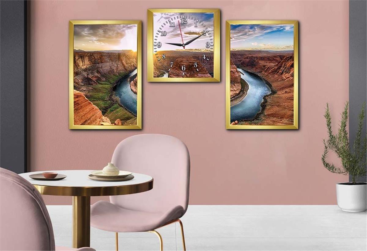 Tempered Glasss Wall Arts Art-Themed Set with Clock