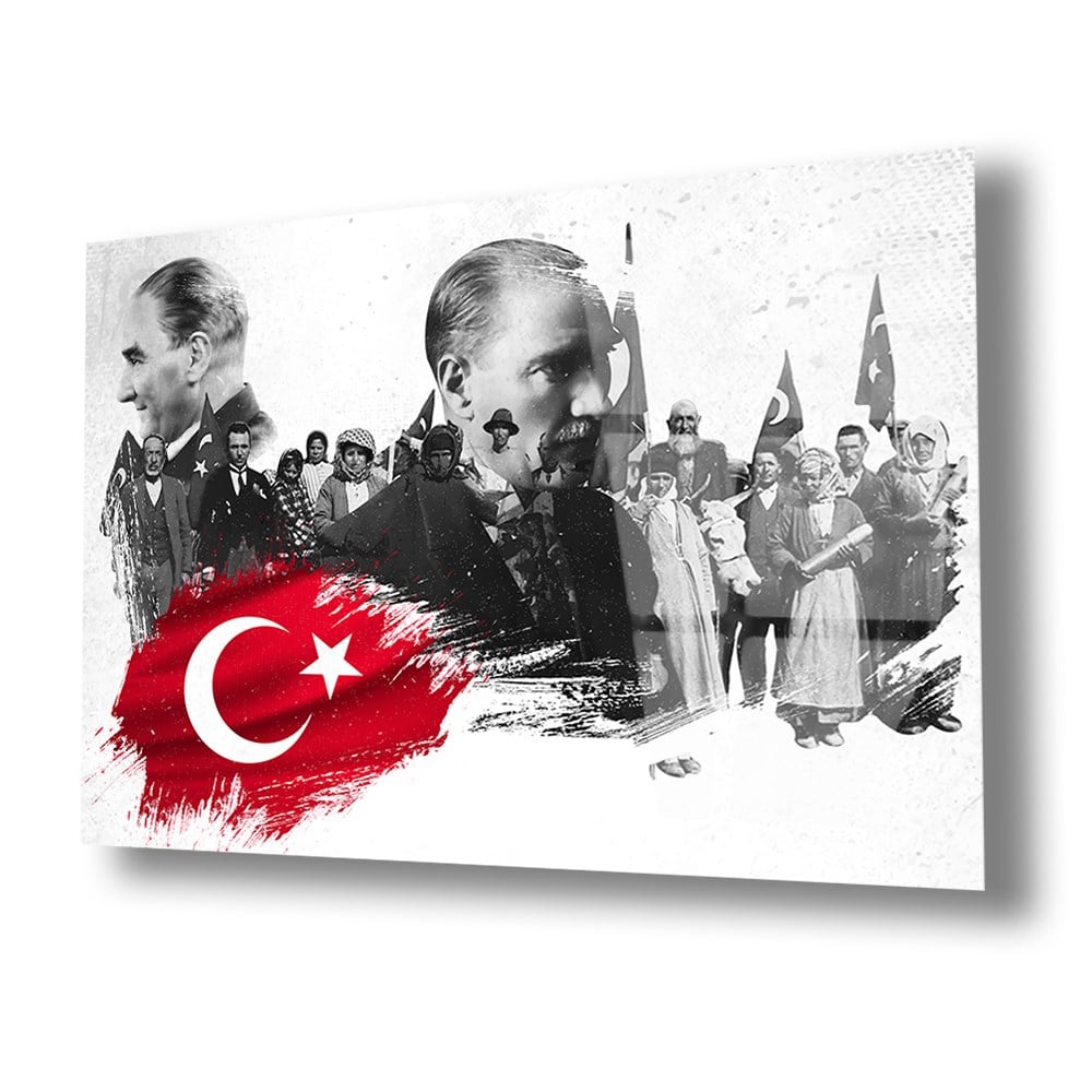 Yatay VatanTemalı Cam Tablo 124