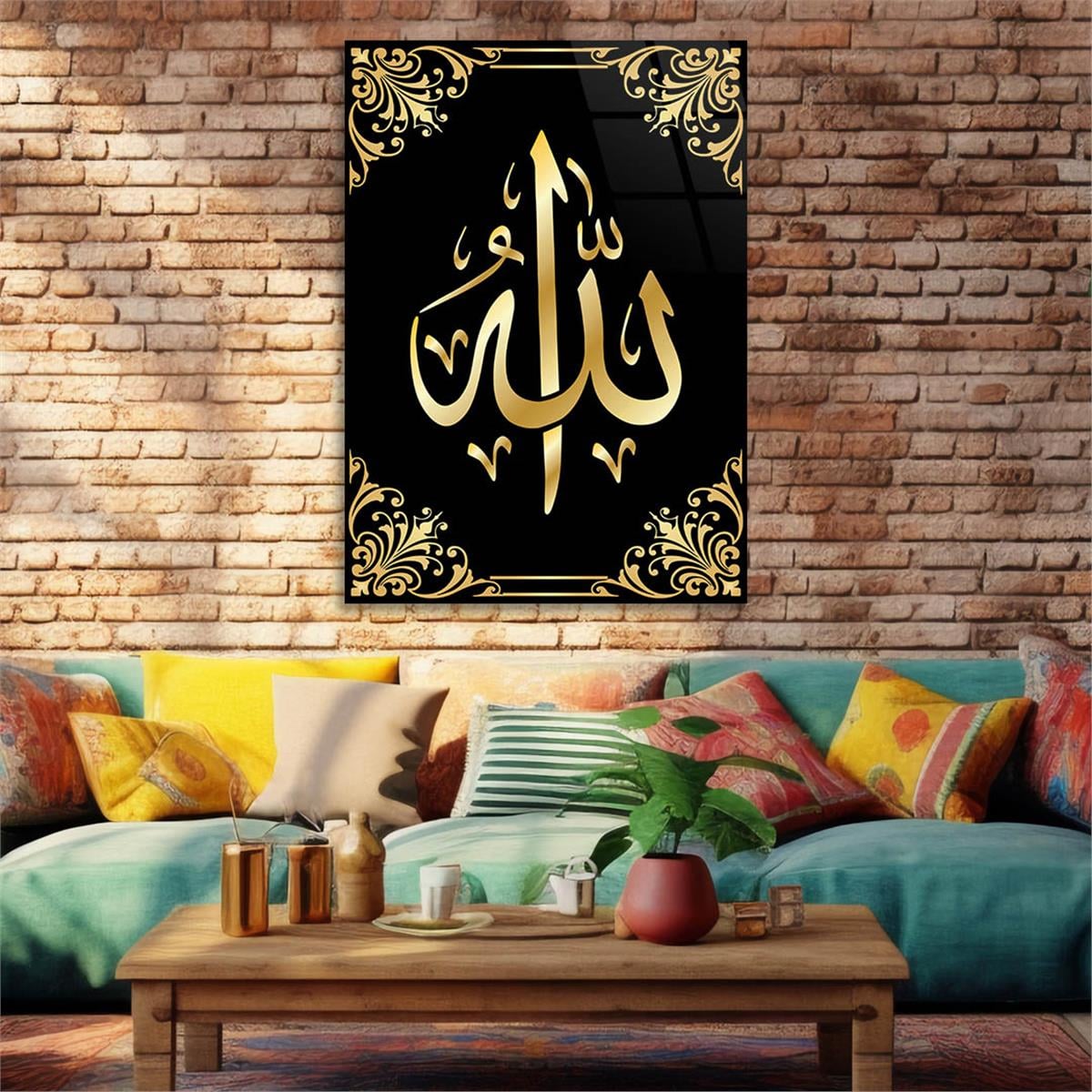 ALLAH C.C YAZILI CAM TABLO 
