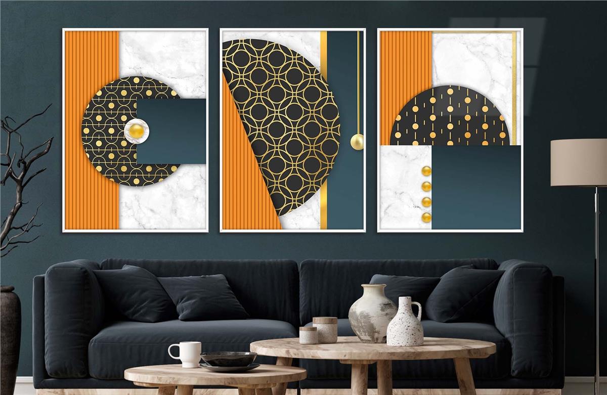 Alüminyum Çerçeveli Sanat Temalı 3'lü Set MDF Tablo 0056