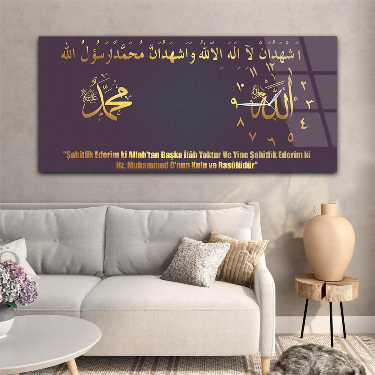 Side-Clock, Religious-Themed Horizontal Glass Wall Painting 008
