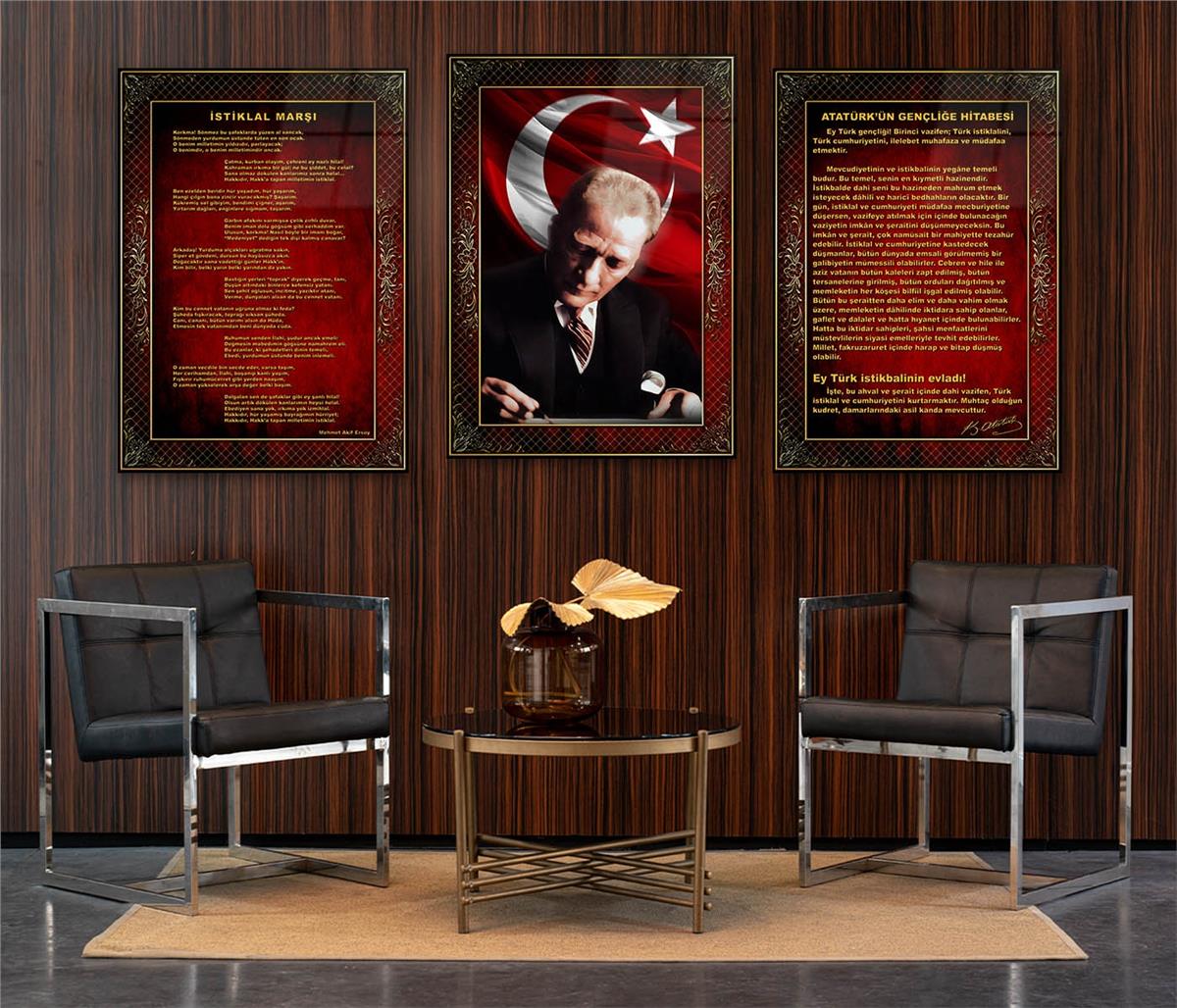  3'lü Set VatanTemalı Cam Tablo 20