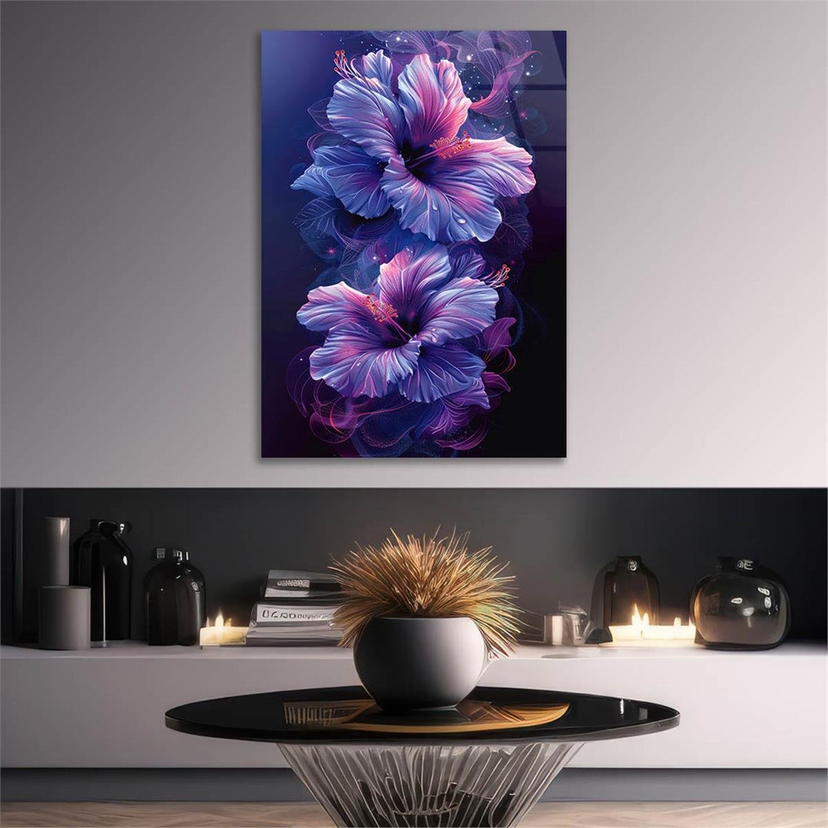 Dikey Sanat Temalı Cam Tablo 454
