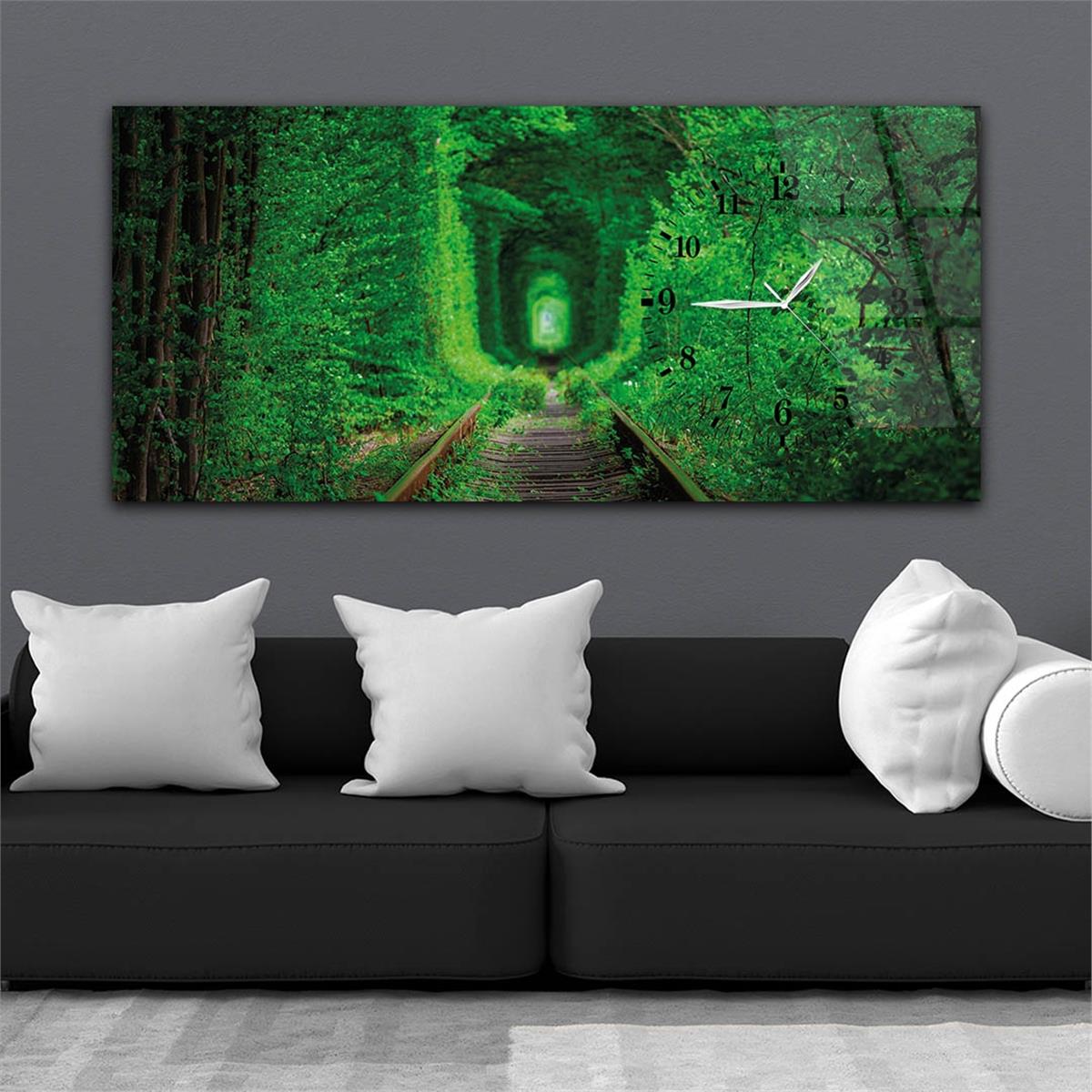 Side-Clock, Art And Nature-Themed Horizontal Glass Wall Painting 023