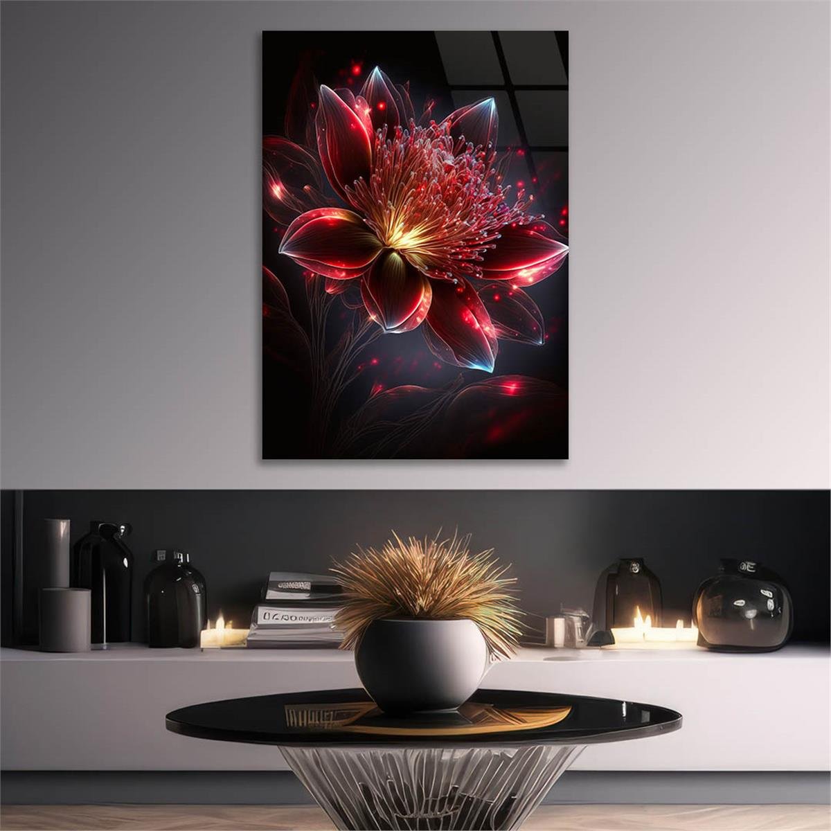 Dikey Sanat Temalı Cam Tablo 434