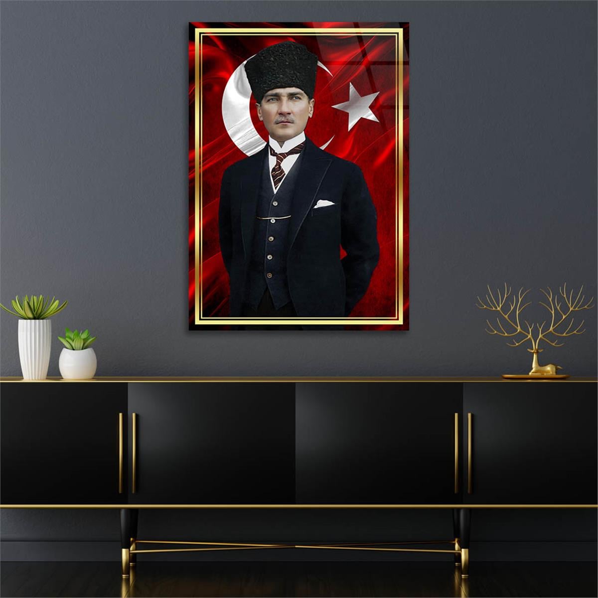 Dikey VatanTemalı Cam Tablo 290