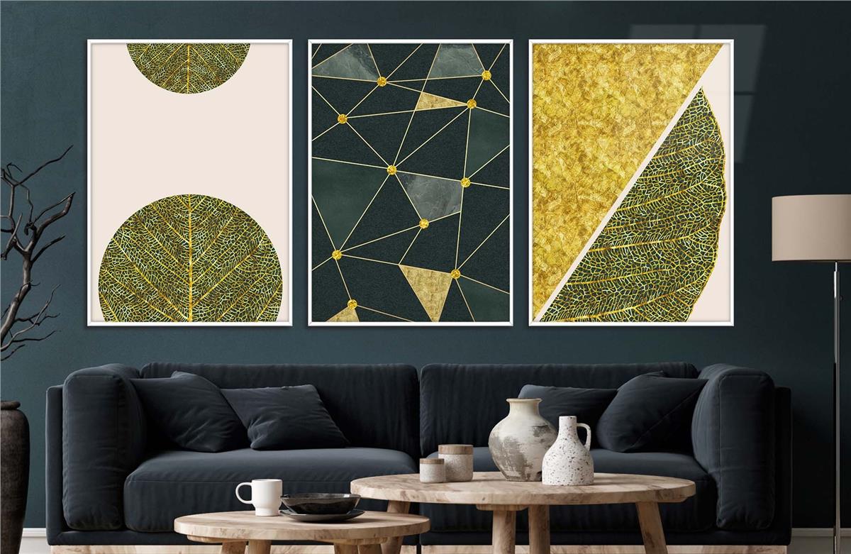 Alüminyum Çerçeveli Sanat Temalı 3'lü Set MDF Tablo 0055