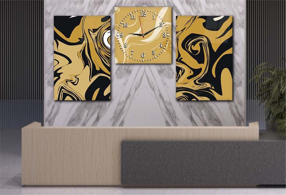 Tempered Glasss Wall Arts Art-Themed Set with Clock