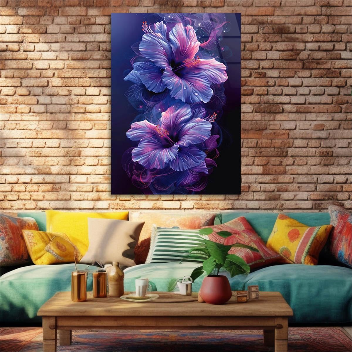 Dikey Sanat Temalı Cam Tablo 454