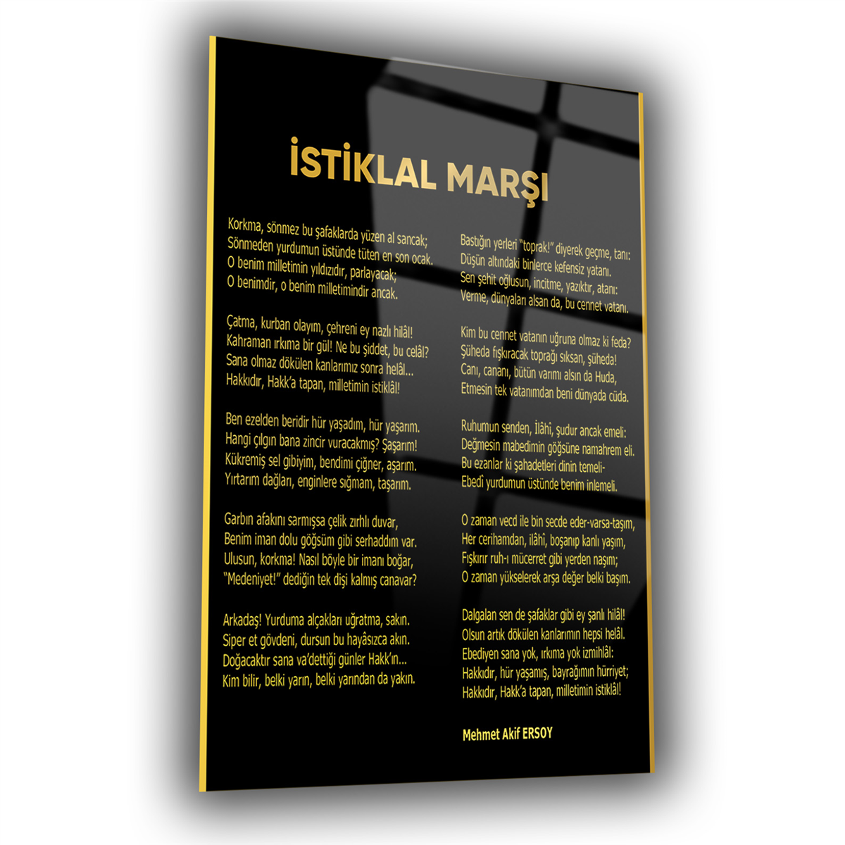 İSTİKLAL MARŞI YAZILI CAM TABLO