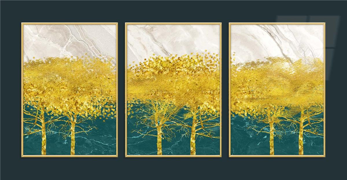 Alüminyum Çerçeveli Sanat Temalı 3'lü Set MDF Tablo 0035