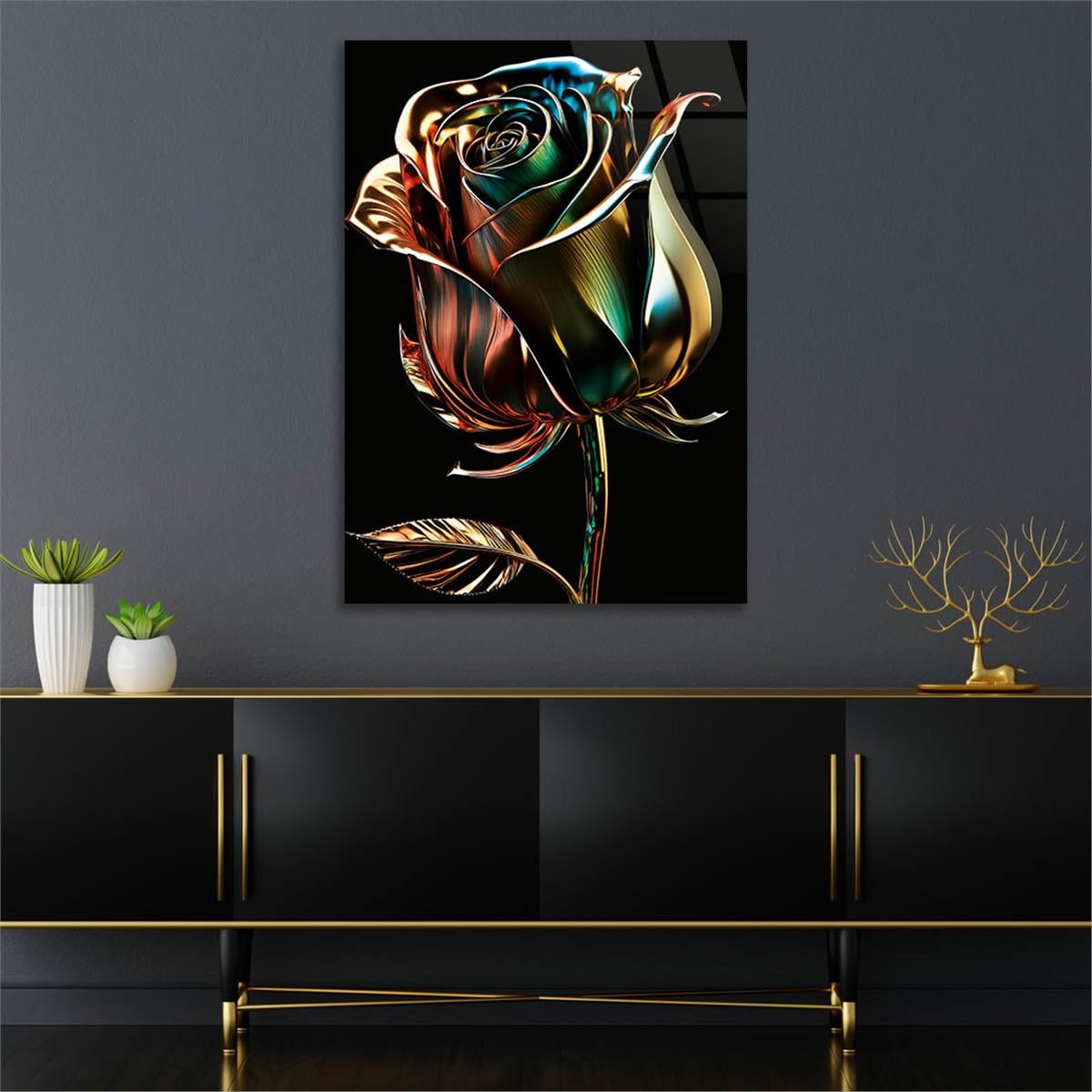 Vertical Tempered Glasss Wall Arts Natured-Themed128
