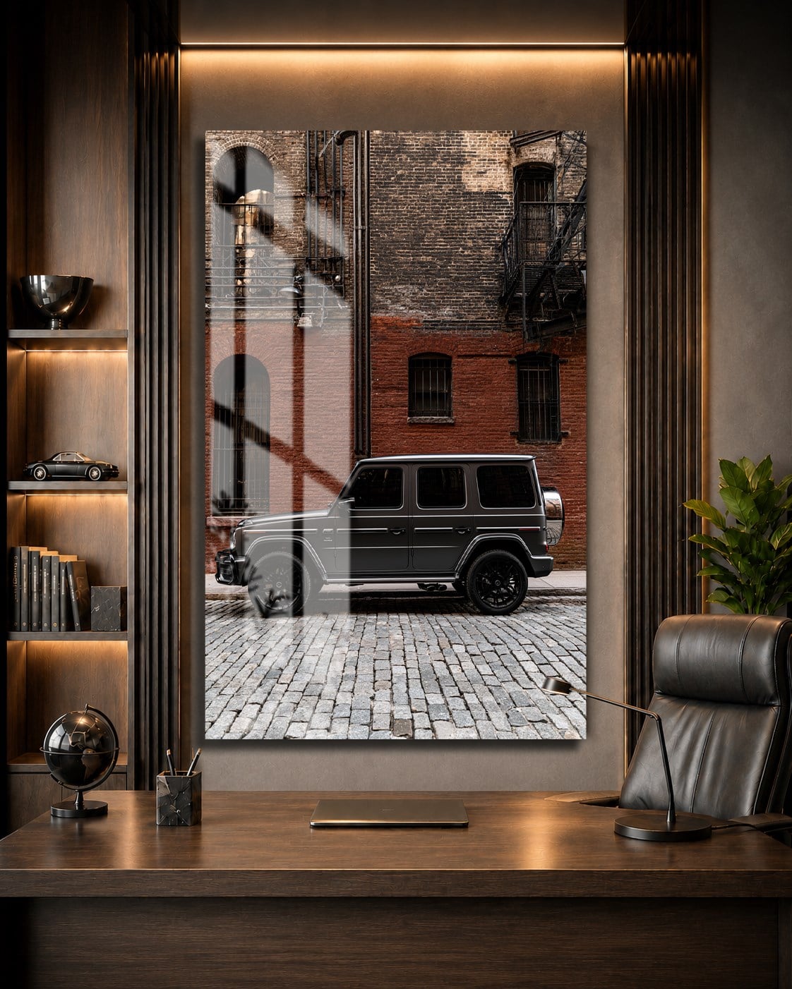 Gri Mercedes G63 Şehir Cam Tablo