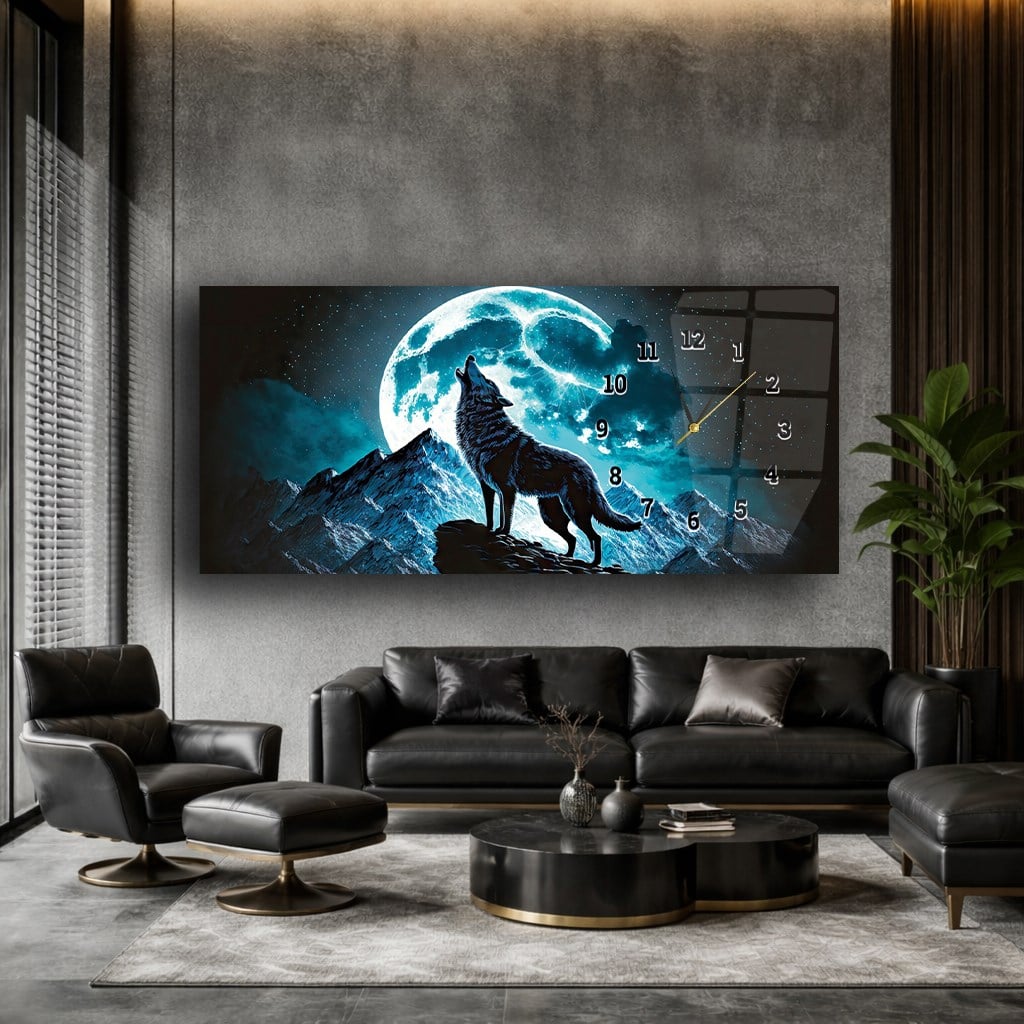Side-Clock, Homeland-Themed Horizontal Glass Wall Painting 021