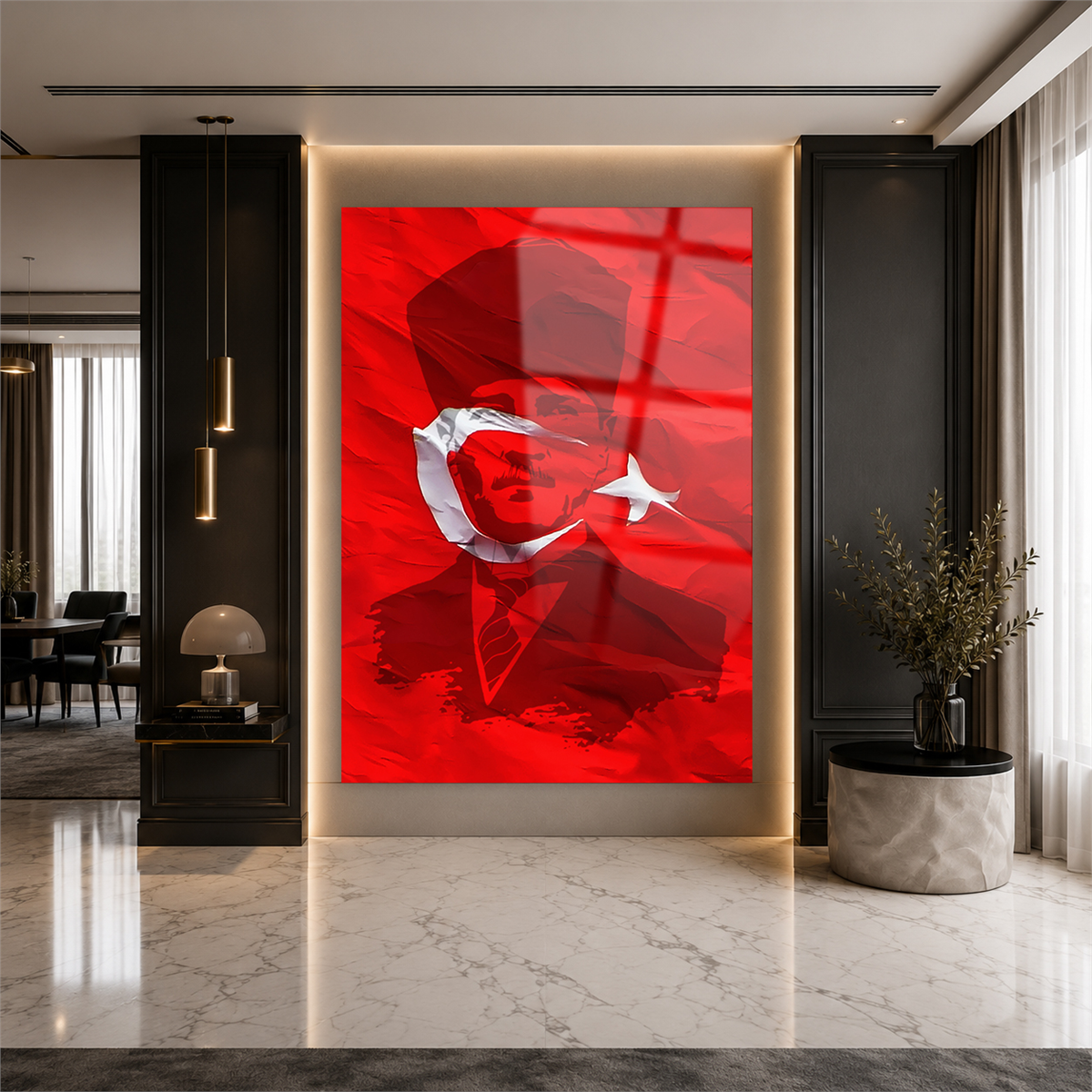 Dikey VatanTemalı Cam Tablo 161