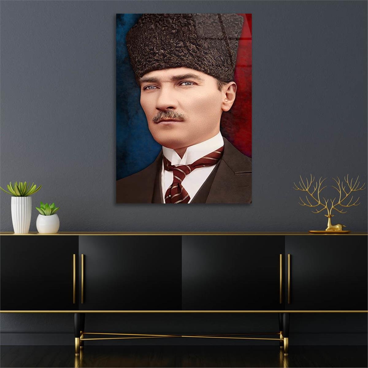 Dikey VatanTemalı Cam Tablo 180