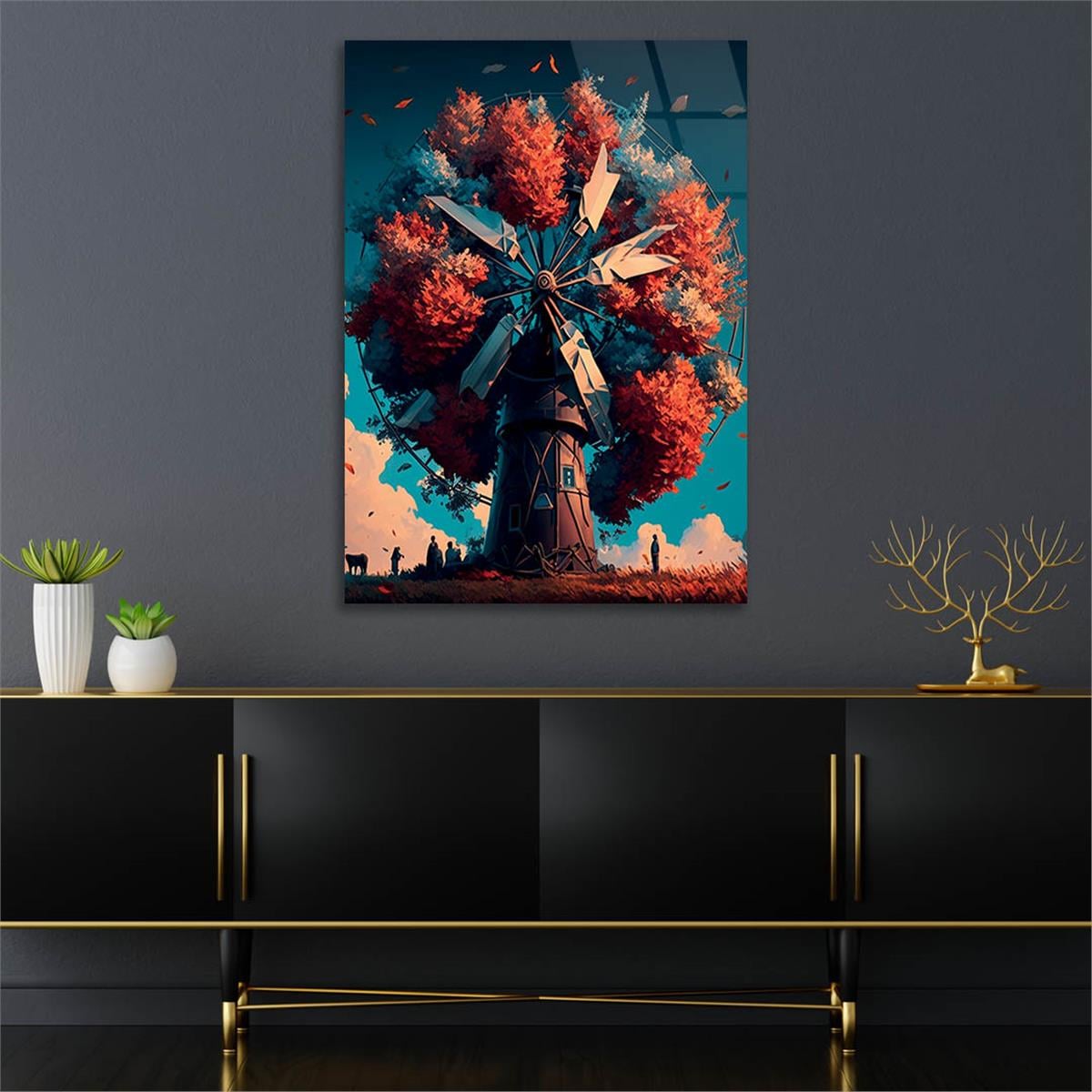 Vertical Tempered Glasss Wall Arts Natured-Themed215