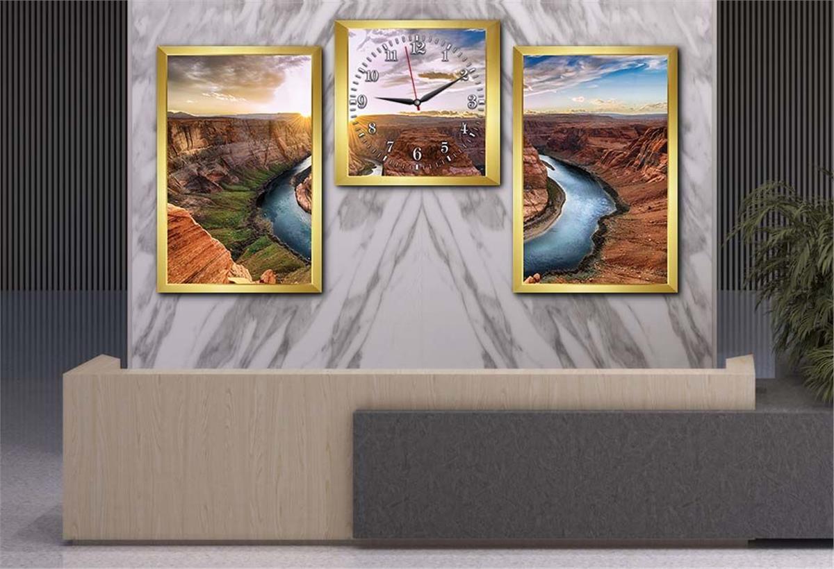 Tempered Glasss Wall Arts Art-Themed Set with Clock
