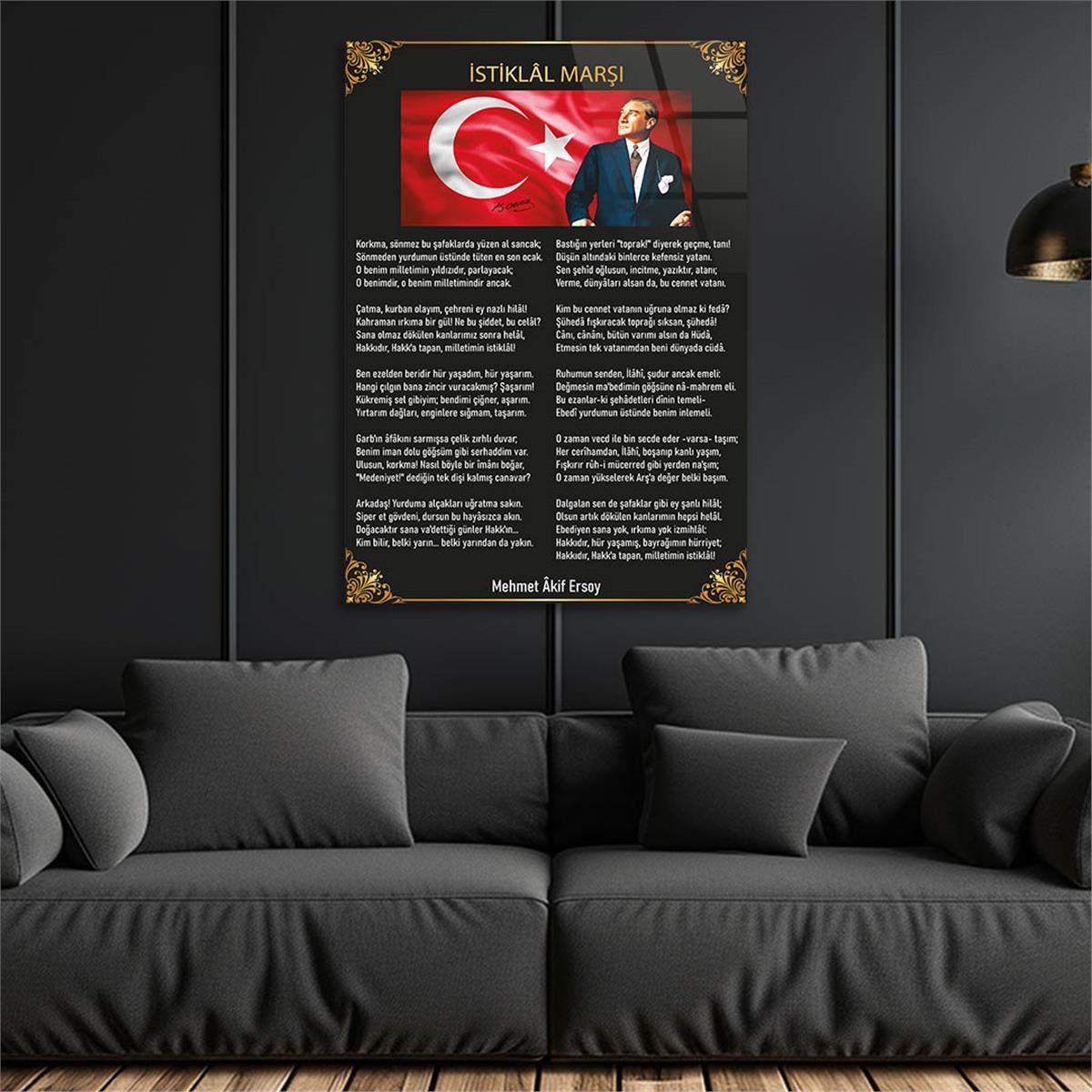 Turkish National Anthem Tempered Glass Wall Art 