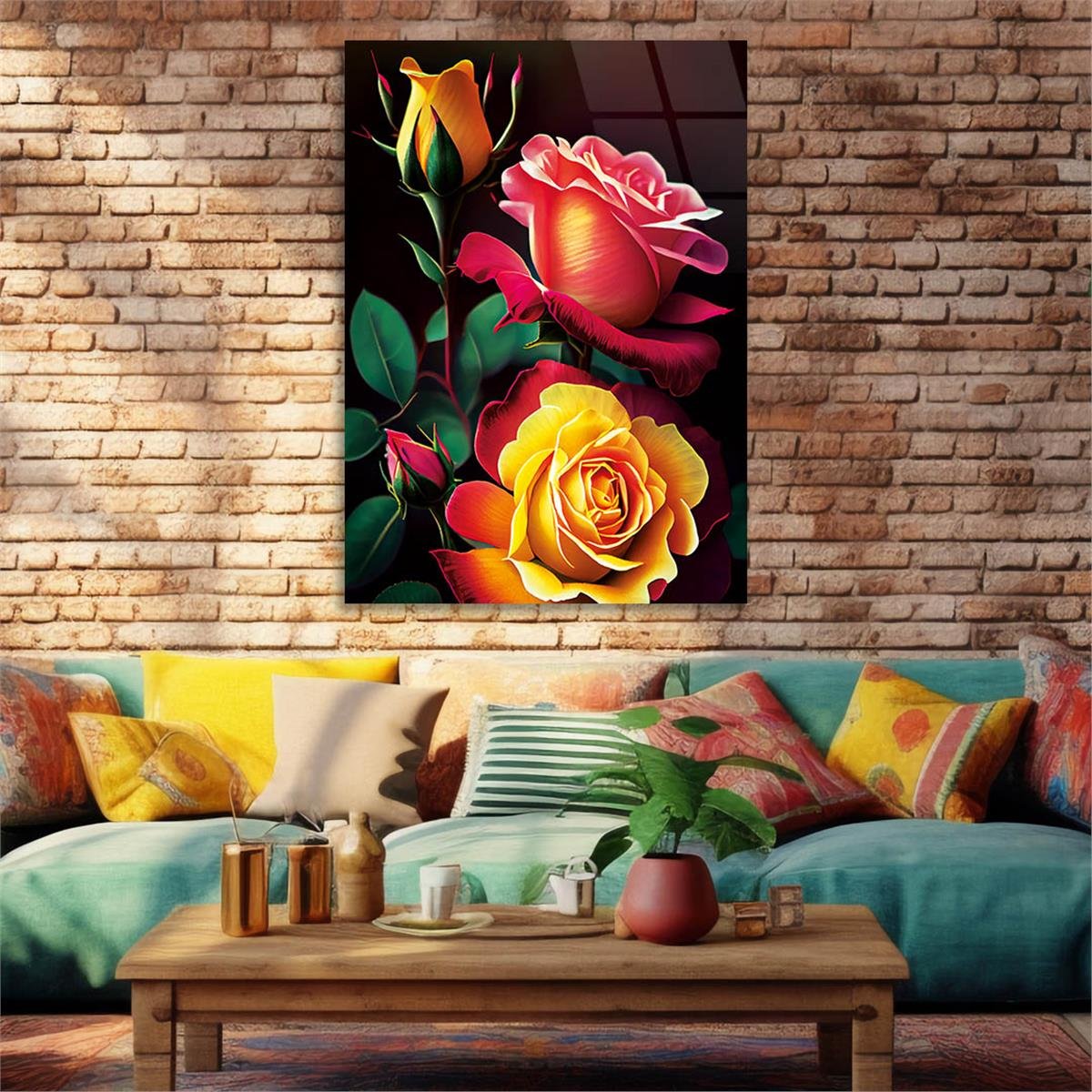 Vertical Tempered Glasss Wall Arts Natured-Themed156