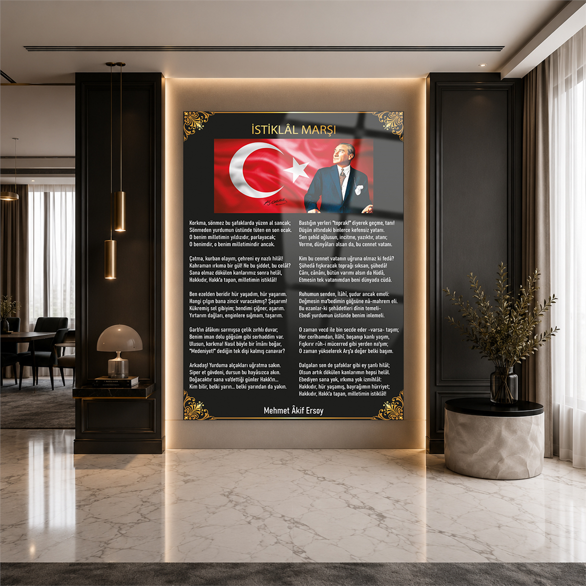 ABLAtatürk ve İstiklal Marşı Cam Tablo