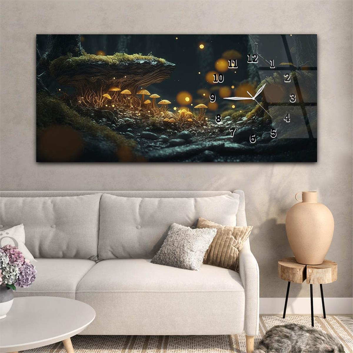 Side-Clock, Art And Nature-Themed Horizontal Glass Wall Painting 208