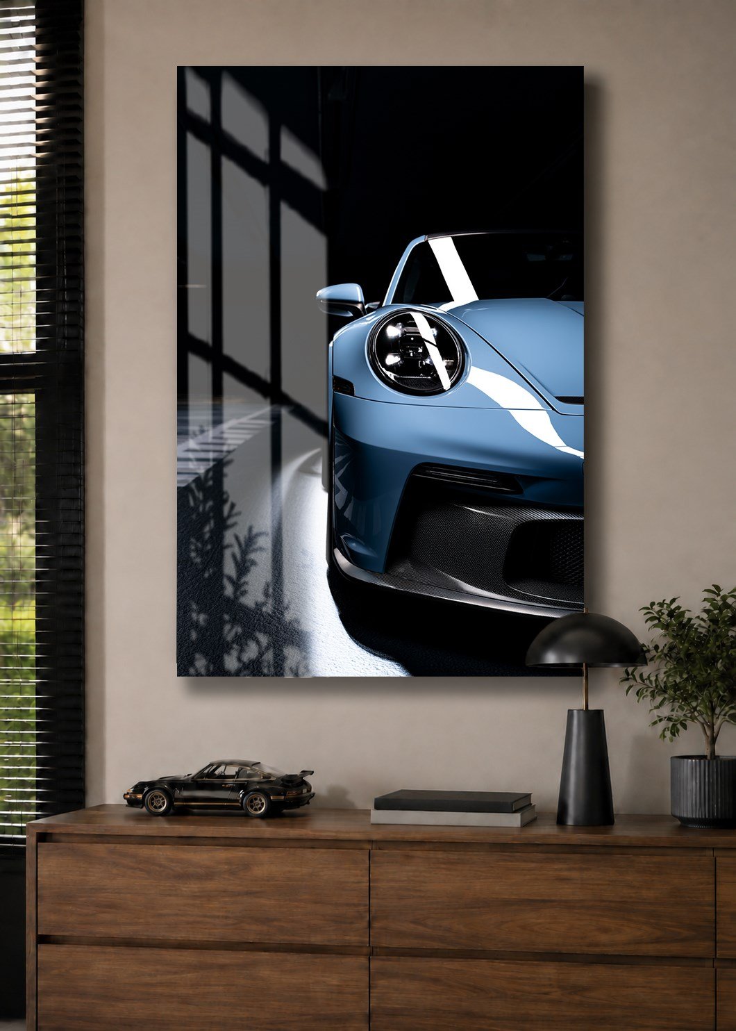 Mavi Porsche 911 Detay Cam Tablo